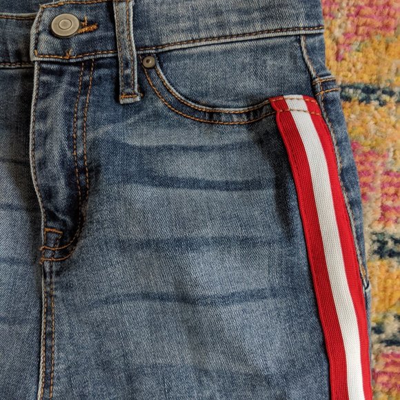 NoBo Y2k High Rise Skinny Jeans Red and White Stripe Size 3 - Picture 2 of 4